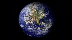 Parched earth with a black background.