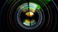Close-up of camera lens on black background Close-up of camera lens on black background.