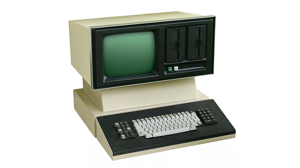 Old School computer on a white background.