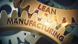 Lean Manufacturing Concept. Golden Gears. 3D Illustration