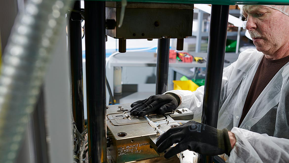 Quality inspection of a medical device.