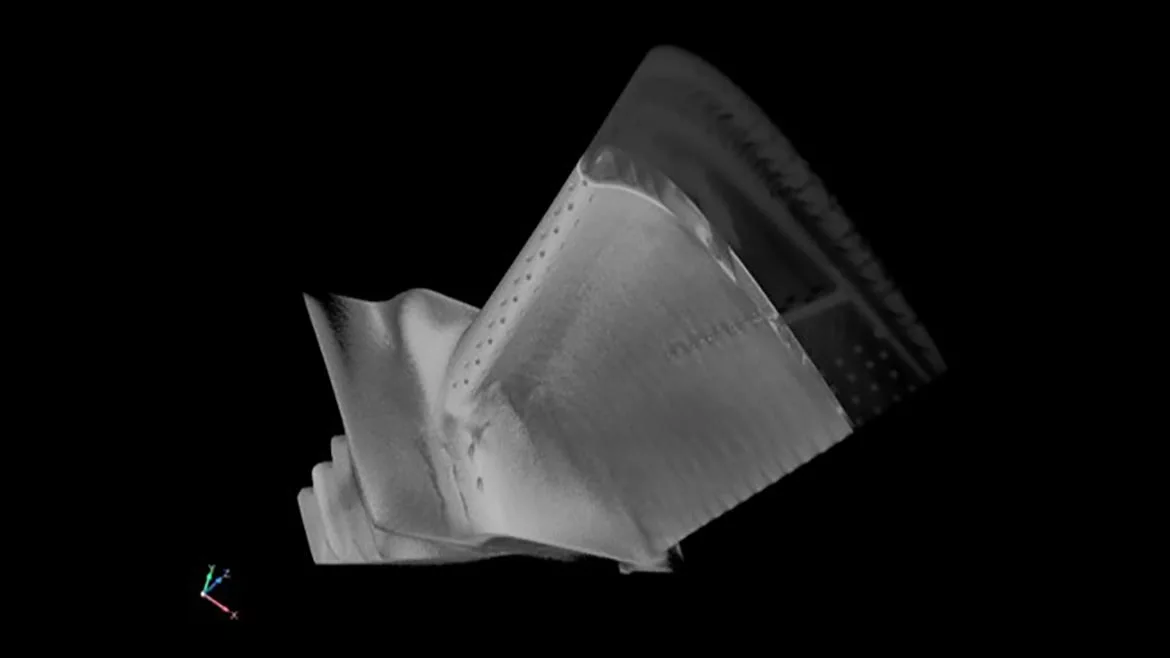 The complete 3D data CT technology captures can be used as a digital twin to deliver key advantages to the aerospace manufacturing industry, including increased speed, repeatability, efficiency, and more accurate defect detection.
