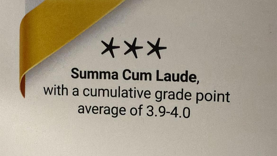 Ibrahim Intabli graducated Summa Cum Laude.