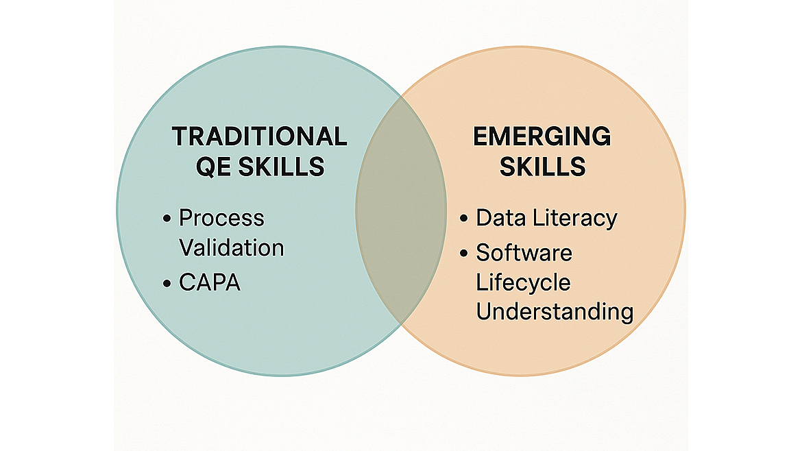 QE Ven Diagram - intersection of Traditional QE Skills and Emerging Skills.