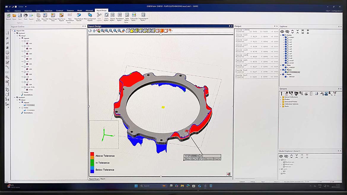 Figure e, f: Two further images showing inspection of a clutch backing plate.