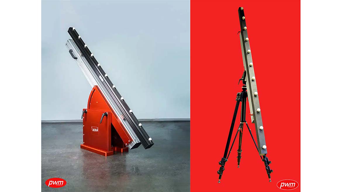 Figure 4: Sphere Beam, shown with base (left) and tripod stand (right)