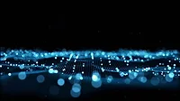 Futuristic flight through a digital line landscape, Blue dust particles with an isolated transparent background.