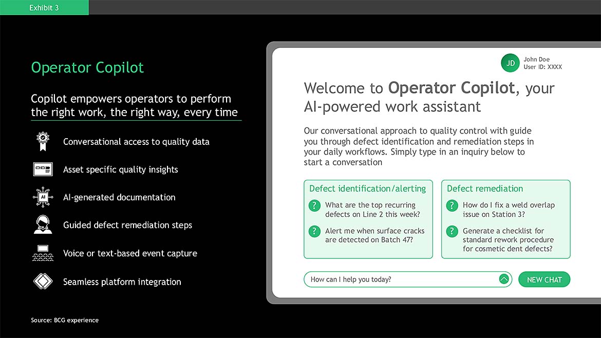 Information box for Operator Copilot providing identification and remediation support to a frontline operator.