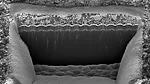 a microscopic cross-section showing a high aspect ratio structure