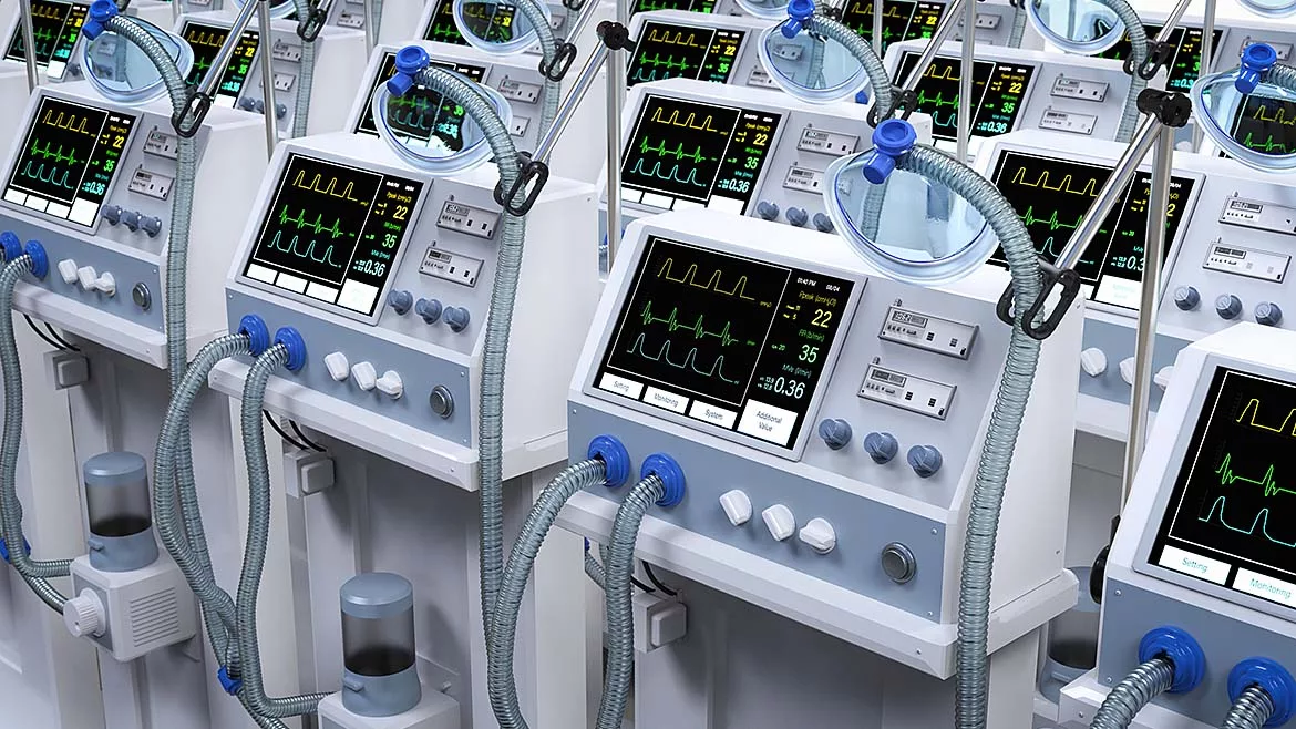 Group of ventilator machines.