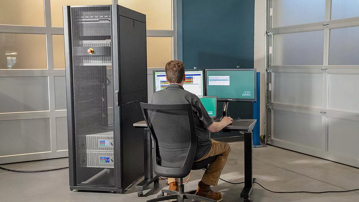 interior of a data center or a server room