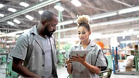 industrial employees having a conversation