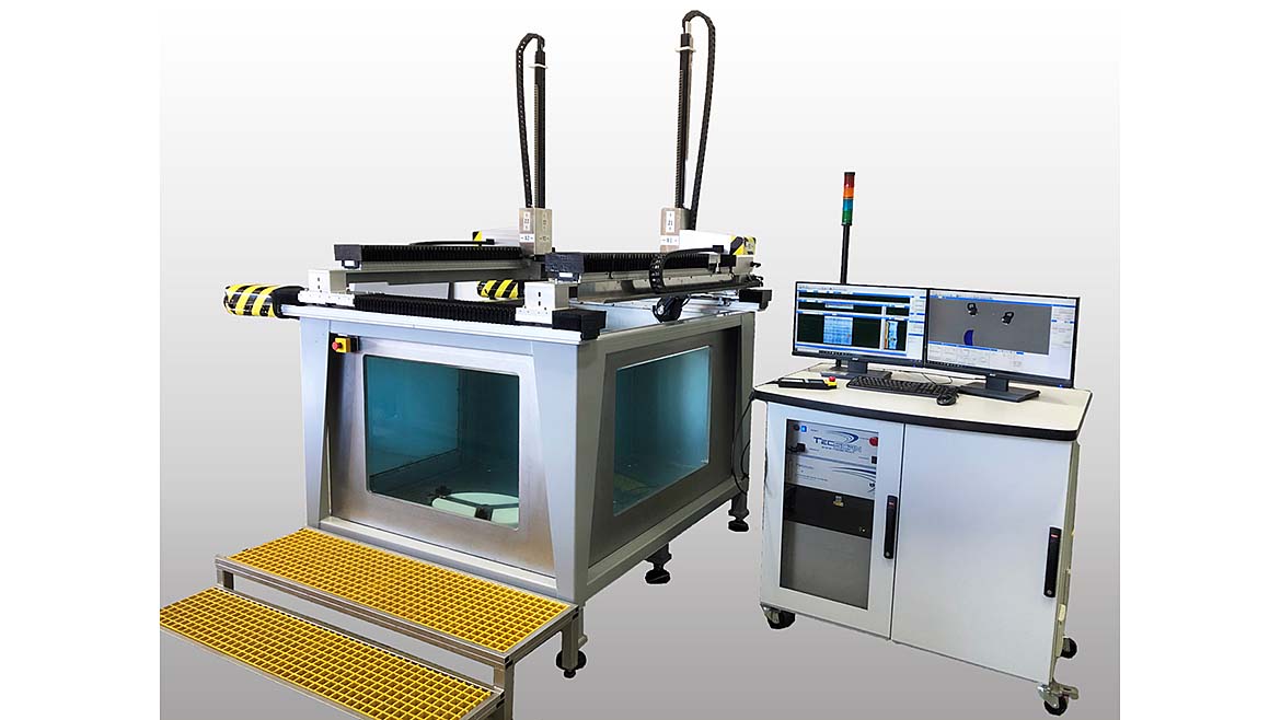 a TecScan Scan3D series ultrasonic immersion scanner