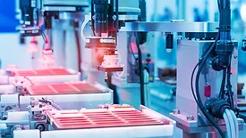 The image displays an advanced industrial automation system