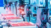 The image displays an advanced industrial automation system The image displays an advanced industrial automation system