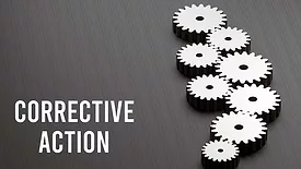 The image is about "Corrective Action" in a business or quality management context