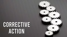 The image is about "Corrective Action" in a business or quality management context