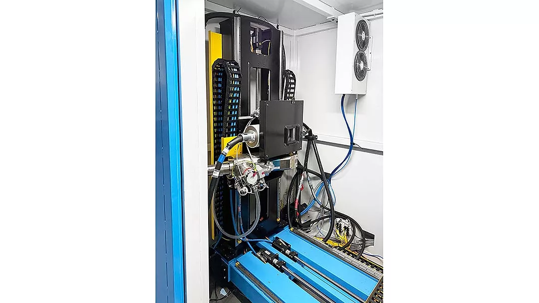 This is an industrial X-ray computed tomography (CT) system, likely a Pinnacle X-ray PXS-VDM model.