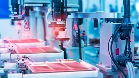 The image displays an industrial automation system utilizing machine vision technology