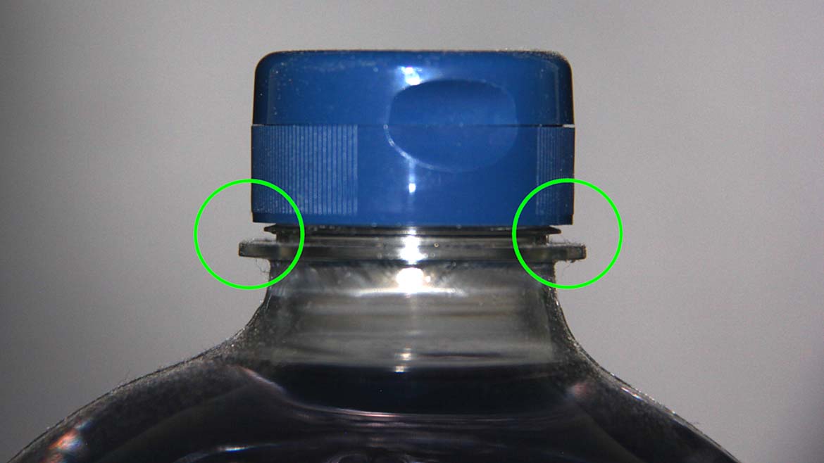 Bottle and Cap with Inspection Regions Identified