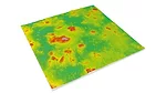 The image displays a surface topography map, likely generated using optical metrology or similar technology. 