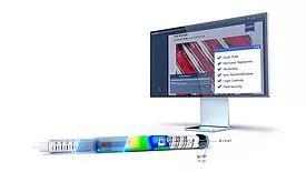 The image displays the ZEISS ZEN core microscopy software with its GxP Module