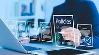 The image highlights the importance of policies and procedures in a business environment, specifically focusing on regulatory compliance and financial controls. 