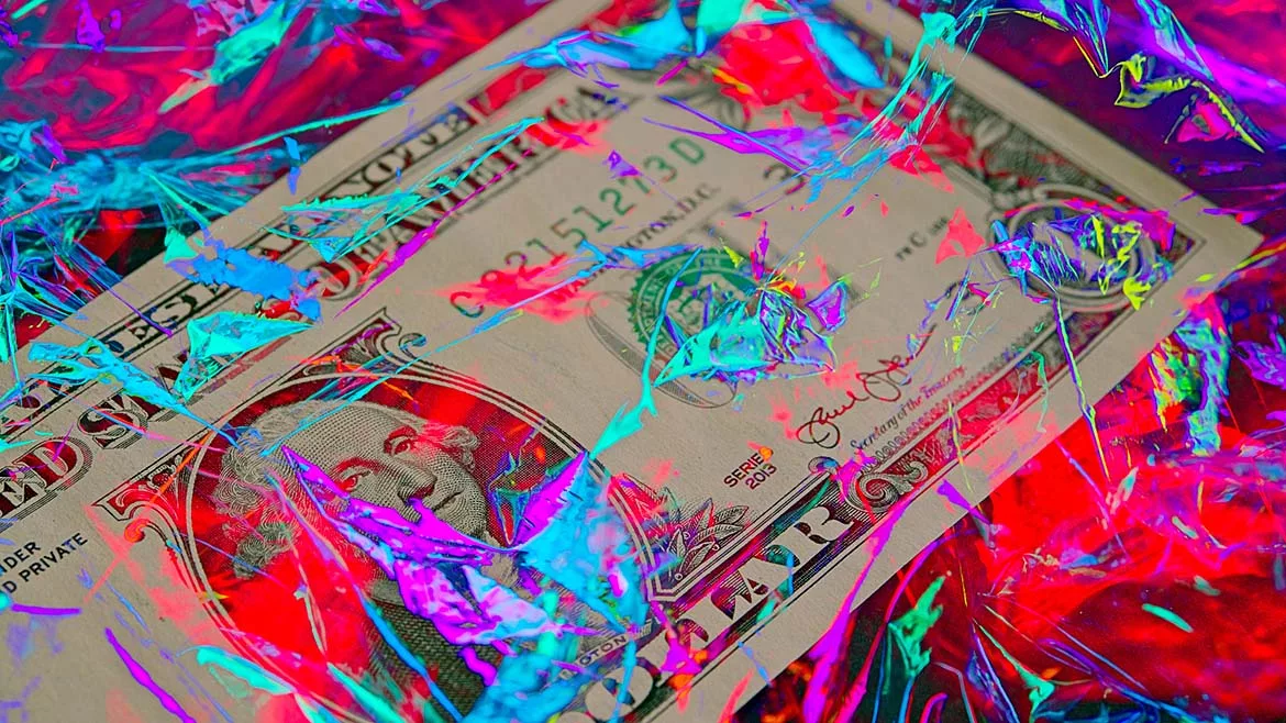 This image appears to be a stylized art print or poster featuring a US dollar bill.