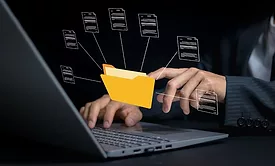 The image represents a Document Management System (DMS), which is software designed to store, organize, track, and manage digital documents. 