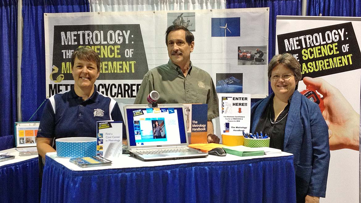 The image displays a booth for Metrology: The Science of Measurement