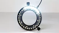 This item is a 56-LED Microscope Ring Light designed to provide focused, shadow-free illumination for stereo microscopes and industrial inspection. 