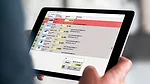 The image shows a tablet running Mahr MarCom Professional software