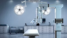 a rendering of a robotic-assisted surgical system