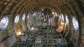 the ongoing restoration of the interior cabin of Walt Disney’s Grumman Gulfstream I aircraft