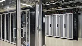 a modern data center server room