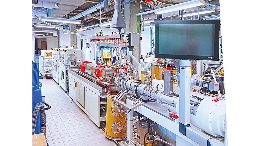 an industrial plastic extrusion line