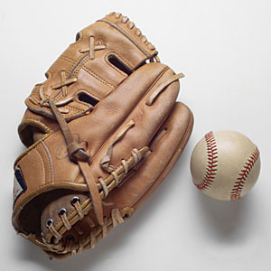 baseball glove and baseball