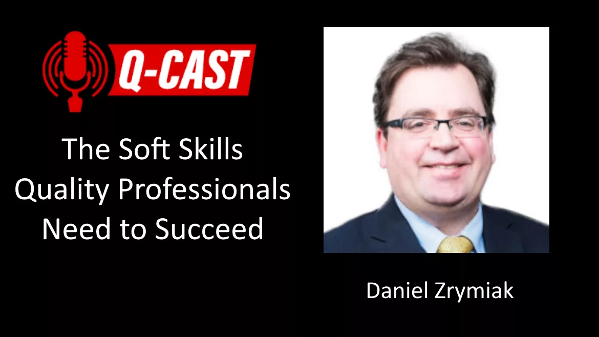 Daniel Zrymiak with Q-cast logo