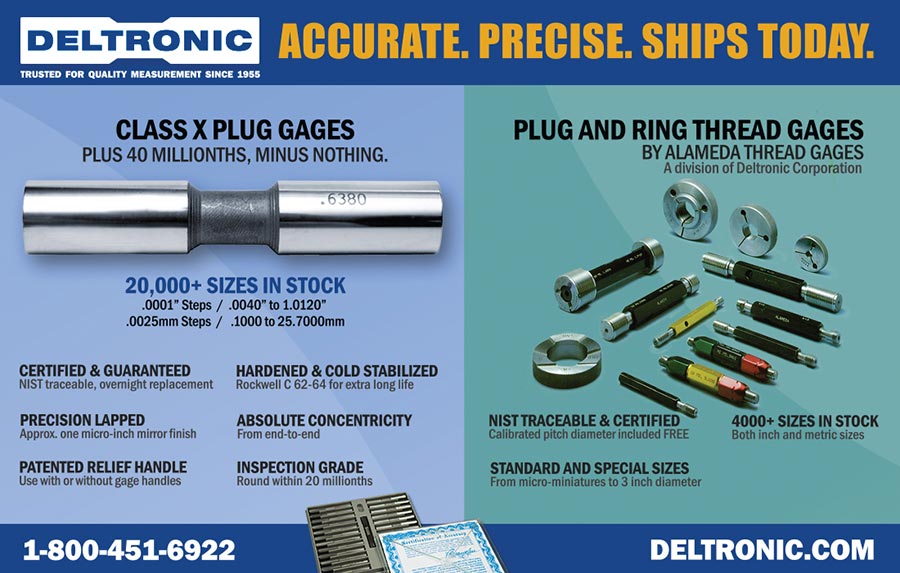 Plug and Ring Thread Gages from Deltronic
